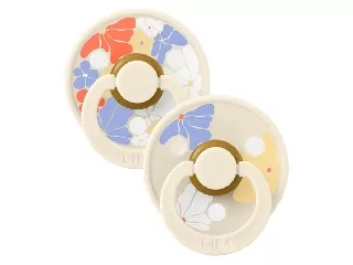 BIBS játszócumi - Studio Virágzás Colour natúr kaucsuk 0-6 hó krémfehér mix 2 db