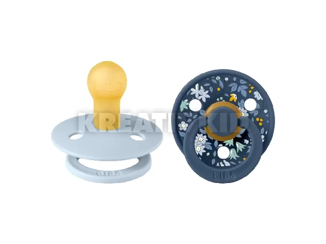 BIBS játszócumi - X Liberty Colour natúr kaucsuk 6-18 hó kamilla pasztellkék 2 db