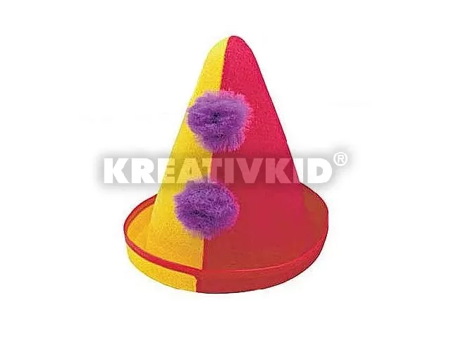 Bohóc kalap filcből - sárga-piros