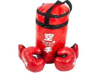 Piros boxzsák 10-es méretű kesztyűvel