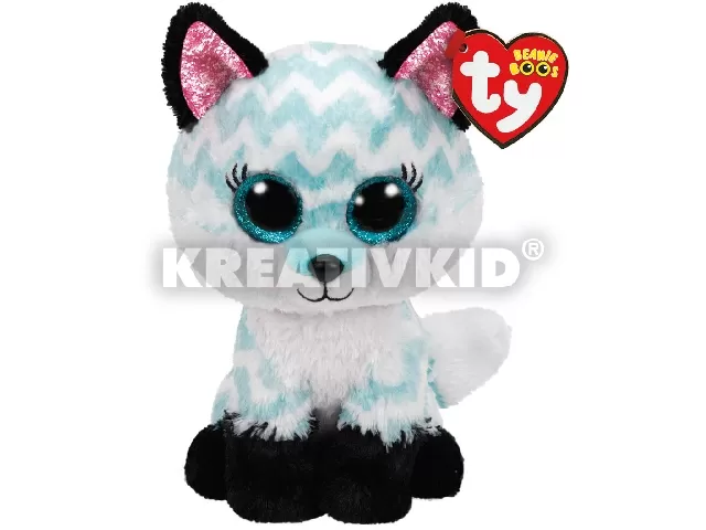 Beanie Boos: Atlas, a fehér-türkiz róka plüss - 15 cm