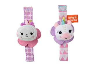 Bright Starts 2 db csörgő karkötő rágókával, egyszarvú/láma, 0 hó+