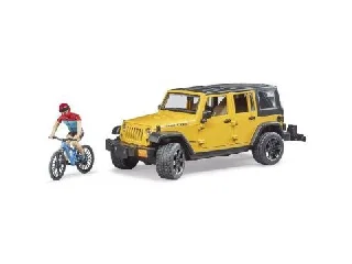 Bruder: Jeep Wrangler Rubicon Unlimited autó és kerékpáros figura szett