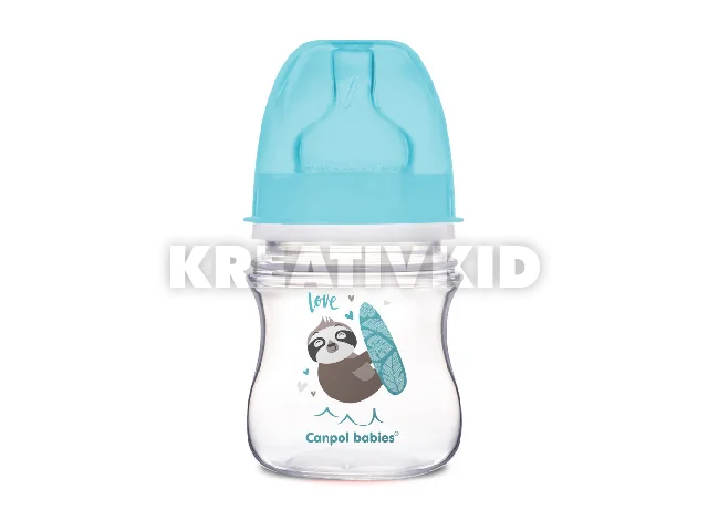 Canpol babies Anti-kólikás cumisüveg, EasyStart, EXOTIC ANIMALS, 120 ml - kék