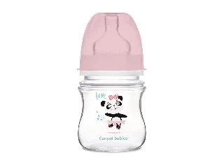 Canpol babies Anti-kólikás cumisüveg, EasyStart, EXOTIC ANIMALS, 120 ml - rózsaszín