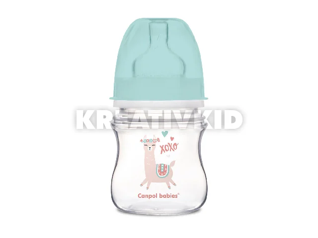 Canpol babies Anti-kólikás cumisüveg, EasyStart, EXOTIC ANIMALS, 120 ml - zöld