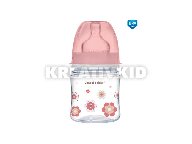Canpol babies Anti-kólikás cumisüveg, EasyStart, NEWBORN BABY, 120 ml - rózsaszín