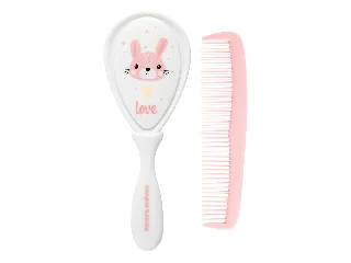 Canpol babies Baba kefe és fésű CUTE ANIMALS rózsaszín