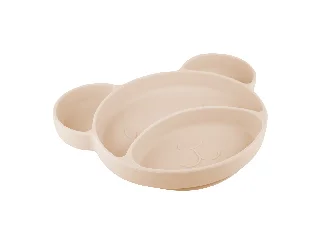 Canpol babies Szilikon osztott tányér, tapadókoronggal, Mackó - krémszín
