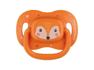 Canpol babies Szilikon szimmetrikus cumi, 18hó+, 1db, CUTE ANIMALS - narancs