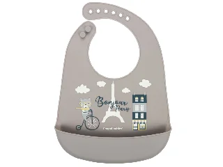 Canpol babies Szilikon zsebes előke, BONJOUR PARIS - navy bézs