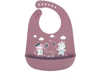 Canpol babies Szilikon zsebes előke, BONJOUR PARIS - sötétpiros