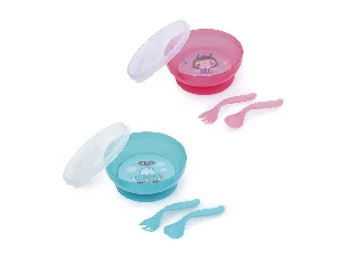Canpol babies Tál evőeszközökkel és fedővel, 350ml, TOYS
