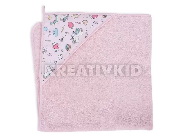 Ceba fürdõlepedõ kapucnis 100x100cm unikornis rózsaszín