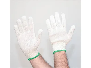 Cérnakesztyű, kevertszálas, M méret, 12 pár, rövid szár, natúr szín