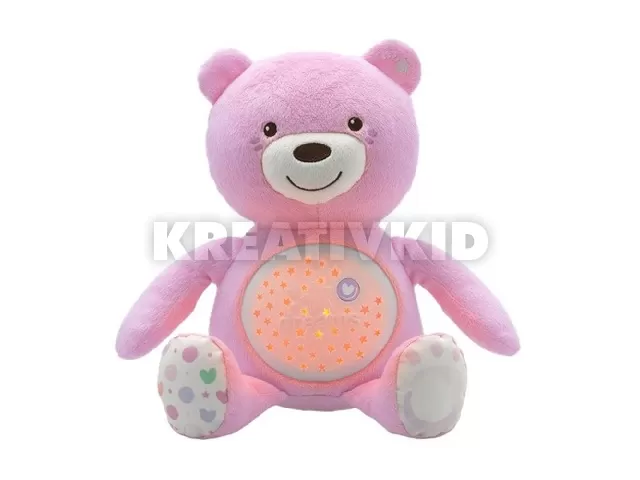 Chicco Baby Bear plüss maci projektorvetítö és éjszakai lámpa rózsaszín
