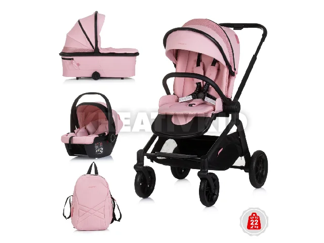 Chipolino Magnum 3az1-ben multifunkciós babakocsi - Pink marshmallow