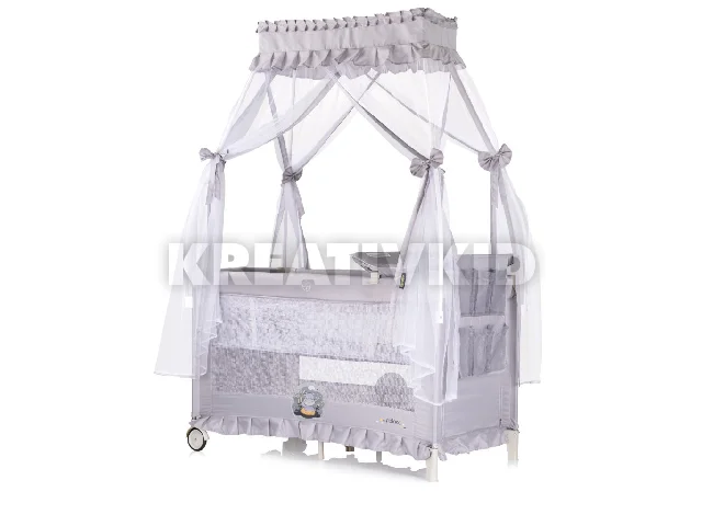 Chipolino Palace multifunkciós utazóágy baldachinnal - Hippo grey