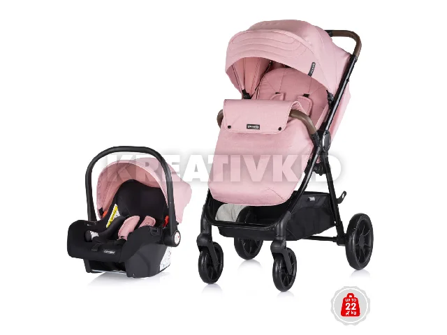 Chipolino Ultera 2 az 1-ben babakocsi + hordozó - Pink Marshmallow