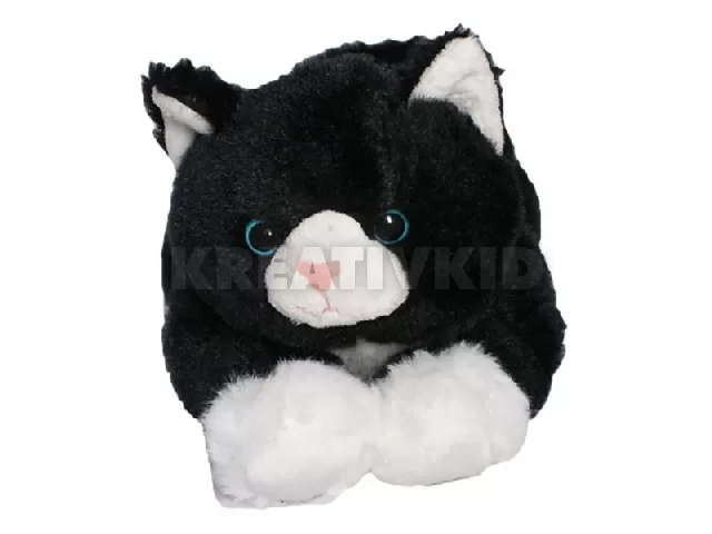 Cica fekvő plüssfigura fekete 25cm