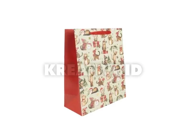 Cicák mikulássapkában mintás ajándéktasak - 26 x 32 cm