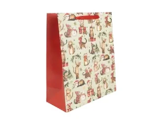 Cicák mikulássapkában mintás ajándéktasak - 26 x 32 cm