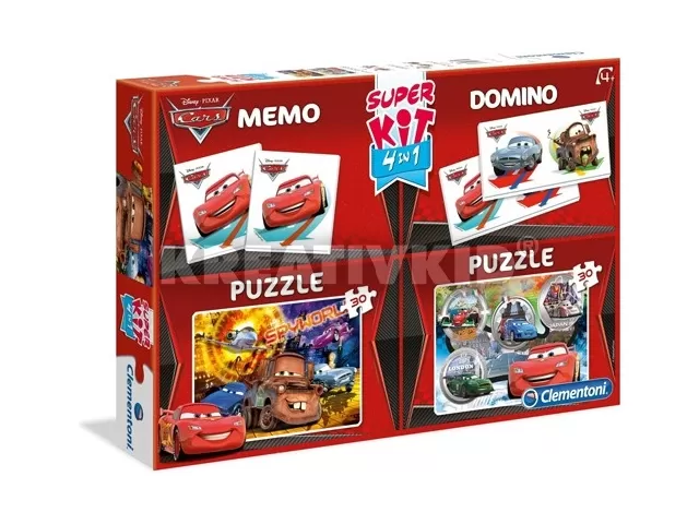 Clementoni Super Kit 4 az 1-ben puzzle 2x30 domino és memóriajáték - Verdák 3