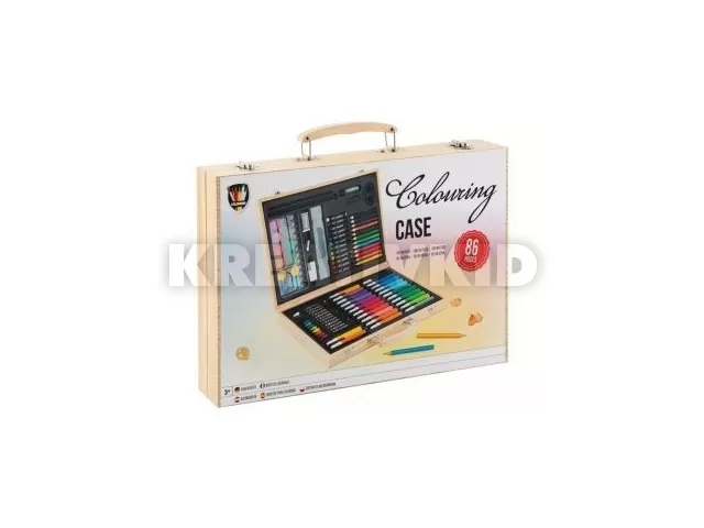 CraftArt: Rajzkészlet fa bőröndben - 86 db-os
