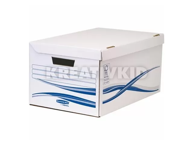 Csapófedeles archiválókonténer, karton, nagy, 6 db Archiválódobozzal, FELLOWES