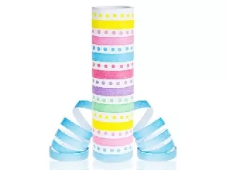 Csíkos és pöttyös szerpentin, pasztell - 18 x 4 m