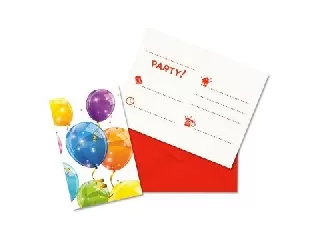 Csillogó lufi mintájú party meghívó csomag - 6 db-os