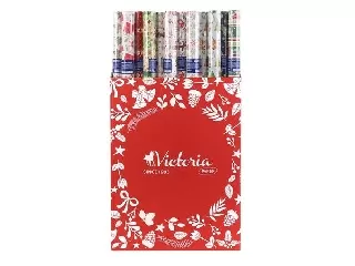 Csomagolópapír, íves, 70x200 cm, 60 tekercs, vegyes karácsonyi minták, VICTORIA PAPER