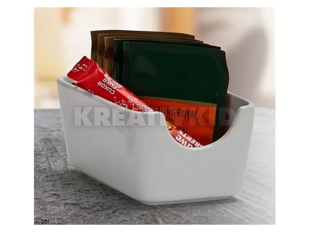 Cukor és teafilter tartó, négyszögletes, fehér, 11x7,5cm, 