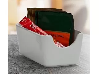 Cukor és teafilter tartó, négyszögletes, fehér, 11x7,5cm,