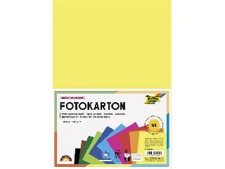 Dekorkarton, 2 oldalas, A4, 300 g, 10x5 lap, FOLIA, vegyes színek