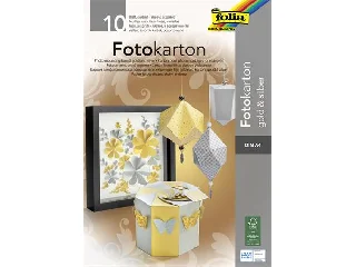 Dekorkarton tömb, A4, 300 g, 10 lap, FOLIA, arany-ezüst