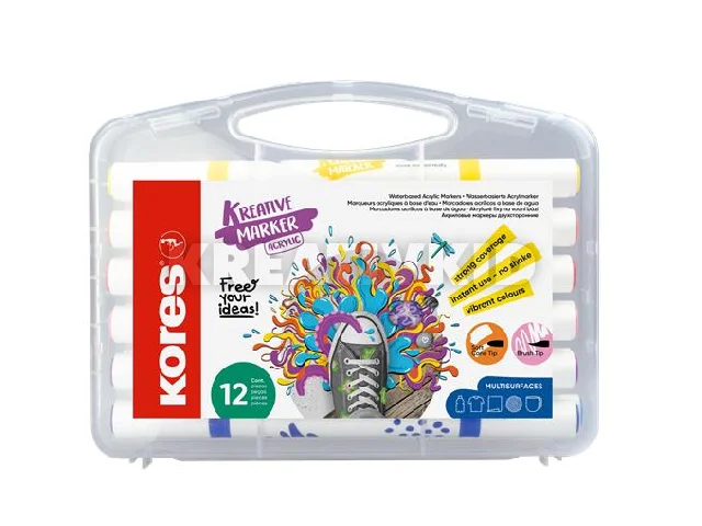 Dekormarker készlet, akril, 1-2 mm, kétvégű, KORES 