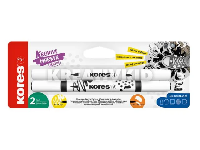Dekormarker készlet, akril, 1-2 mm, kétvégű, KORES 