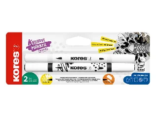 Dekormarker készlet, akril, 1-2 mm, kétvégű, KORES 