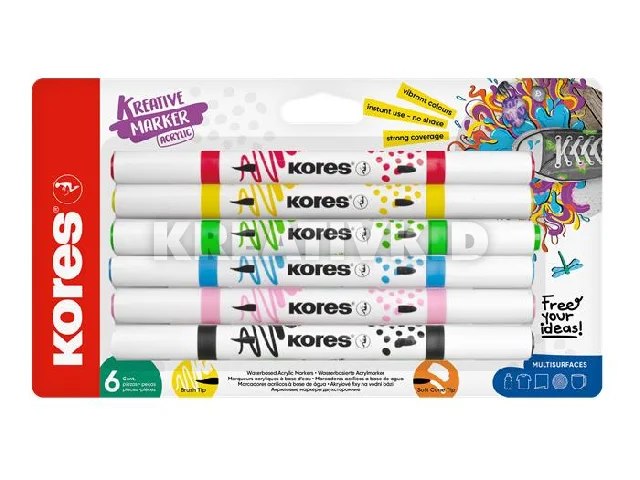 Dekormarker készlet, akril, 1-2 mm, kétvégű, KORES 