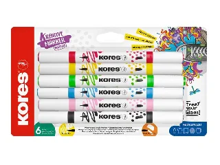 Dekormarker készlet, akril, 1-2 mm, kétvégű, KORES 