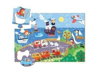 Dodo: Járművek a tengerparton puzzle kivehető elemekkel - 18 darabos