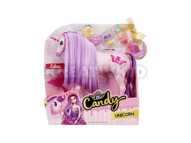Dream Ella: Candy unikornis figura cukorka alakú sörénydíszekkel - lila