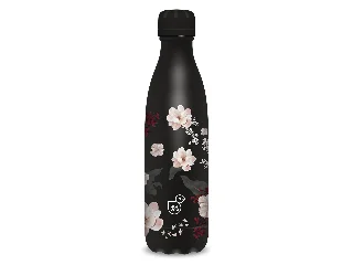 Duplafalú fémkulacs 600ml- Flowery black