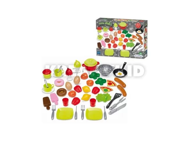 Ecoiffier: Nagy élelmiszer és kiskonyha szett - 50 db-os