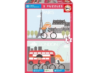 Educa Párizs és London gyerek puzzle, 2x48 darabos