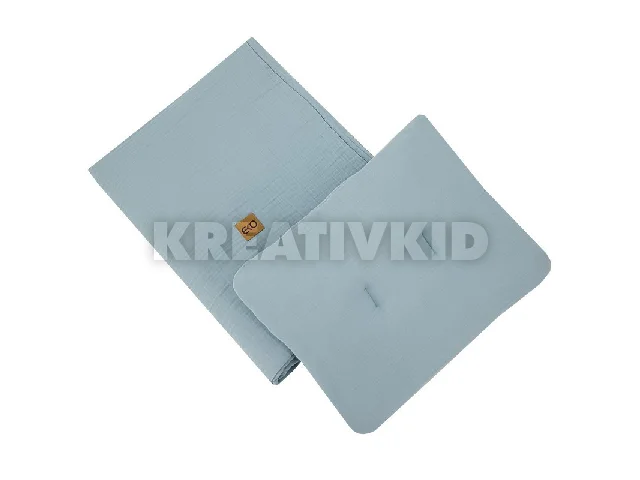 EKO Ágynemű szett 2 részes muszlin 30x40 cm, 75x100 cm - Blue