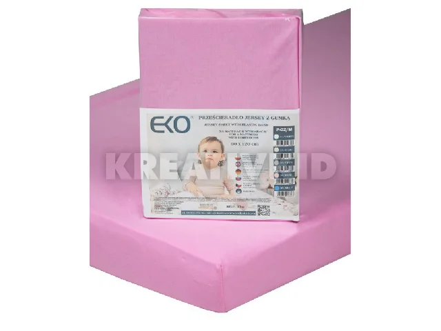 EKO Gumis lepedő, Jersey, rózsaszín, 120x60 cm