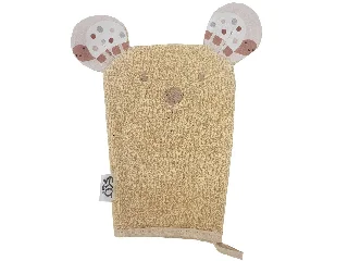 EKO Pamut frottír fürdetőkesztyű fülekkel Bear 20x15 cm - Beige