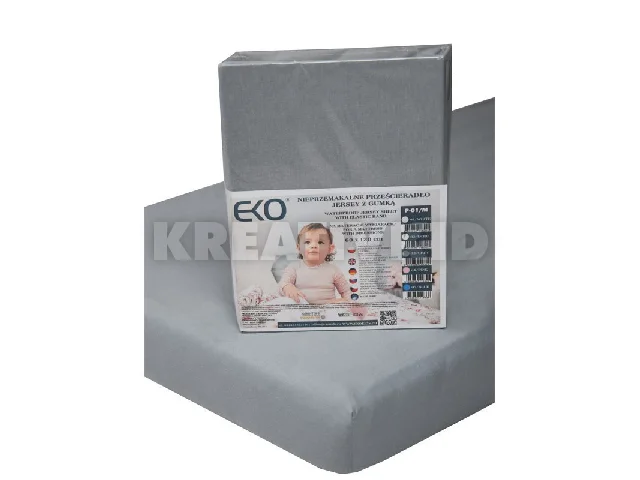 EKO Vízálló gumis lepedő, Jersey, szürke, 120x60 cm